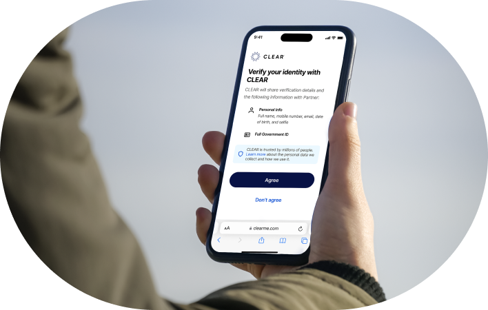 Person going through CLEAR C1 experience on phone