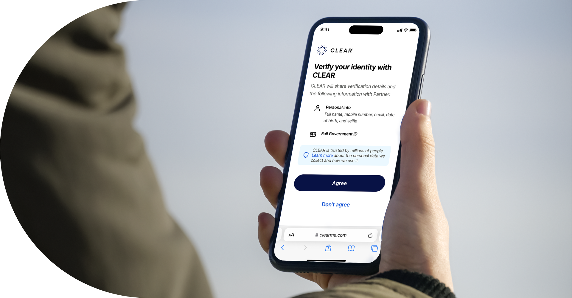 Person going through CLEAR C1 experience on phone