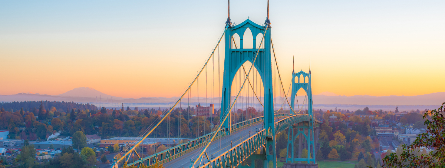 Picture of St. Johns Bridge in Portland Oregon before a sunset