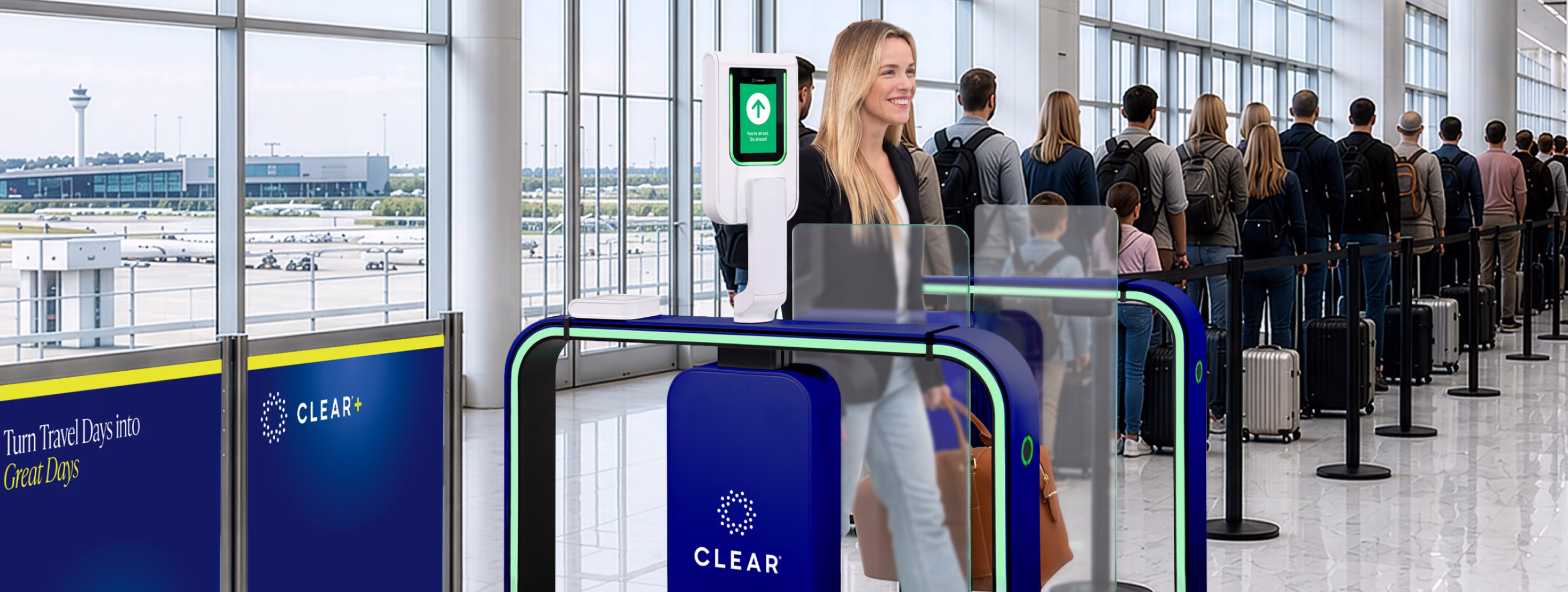Woman walking through eGate in Airport