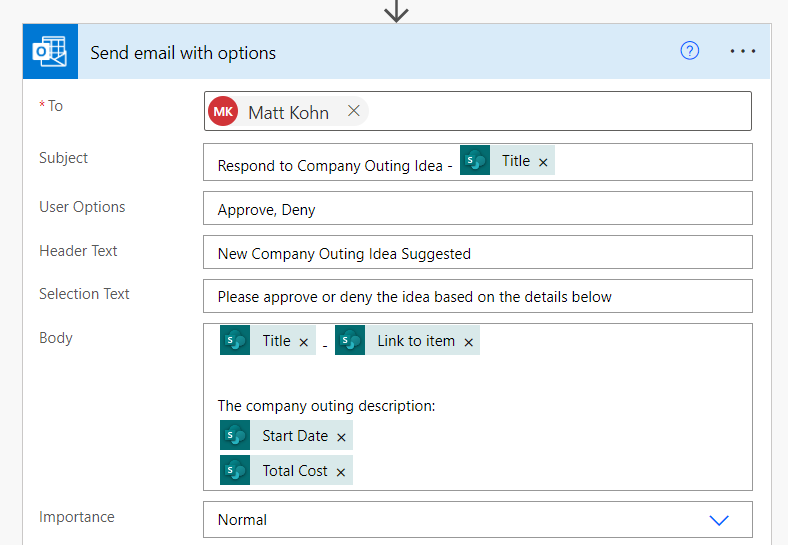 Send Email with Options Configuration 