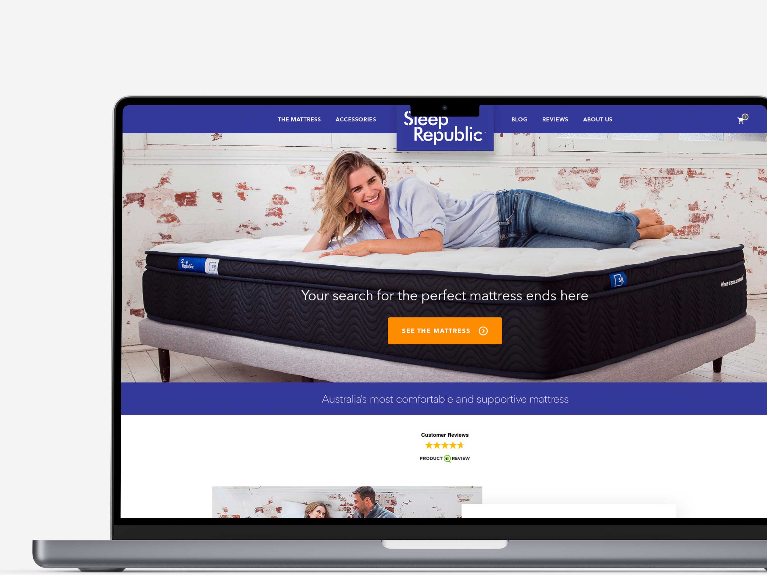A laptop with a sleep republic website mockup