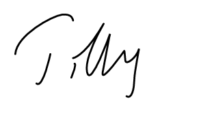 Black cursive signature on a white background.