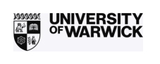 University of Warwick logo with a shield crest featuring various symbols.