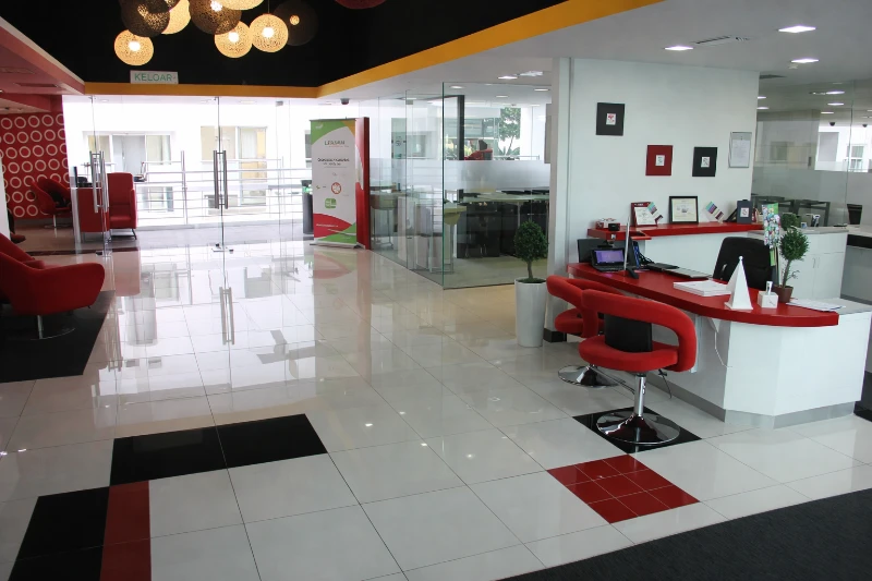 Before refurbishment at the reception lobby