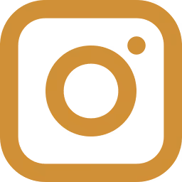 Instagram logo in gold color on a white background.
