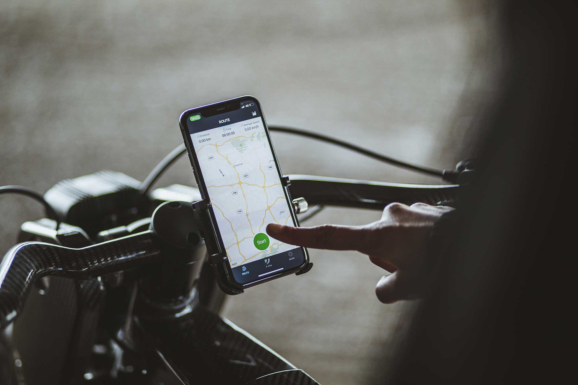 Mobile phone mounted on the Crown Cruiser Electric Bike