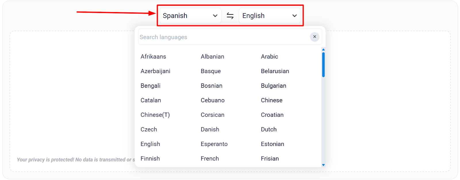 Select the Languages