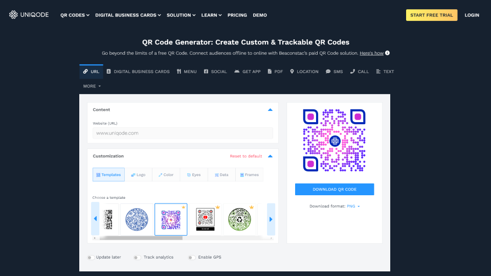 Generate and customize unlimited static QR Codes in seconds.
