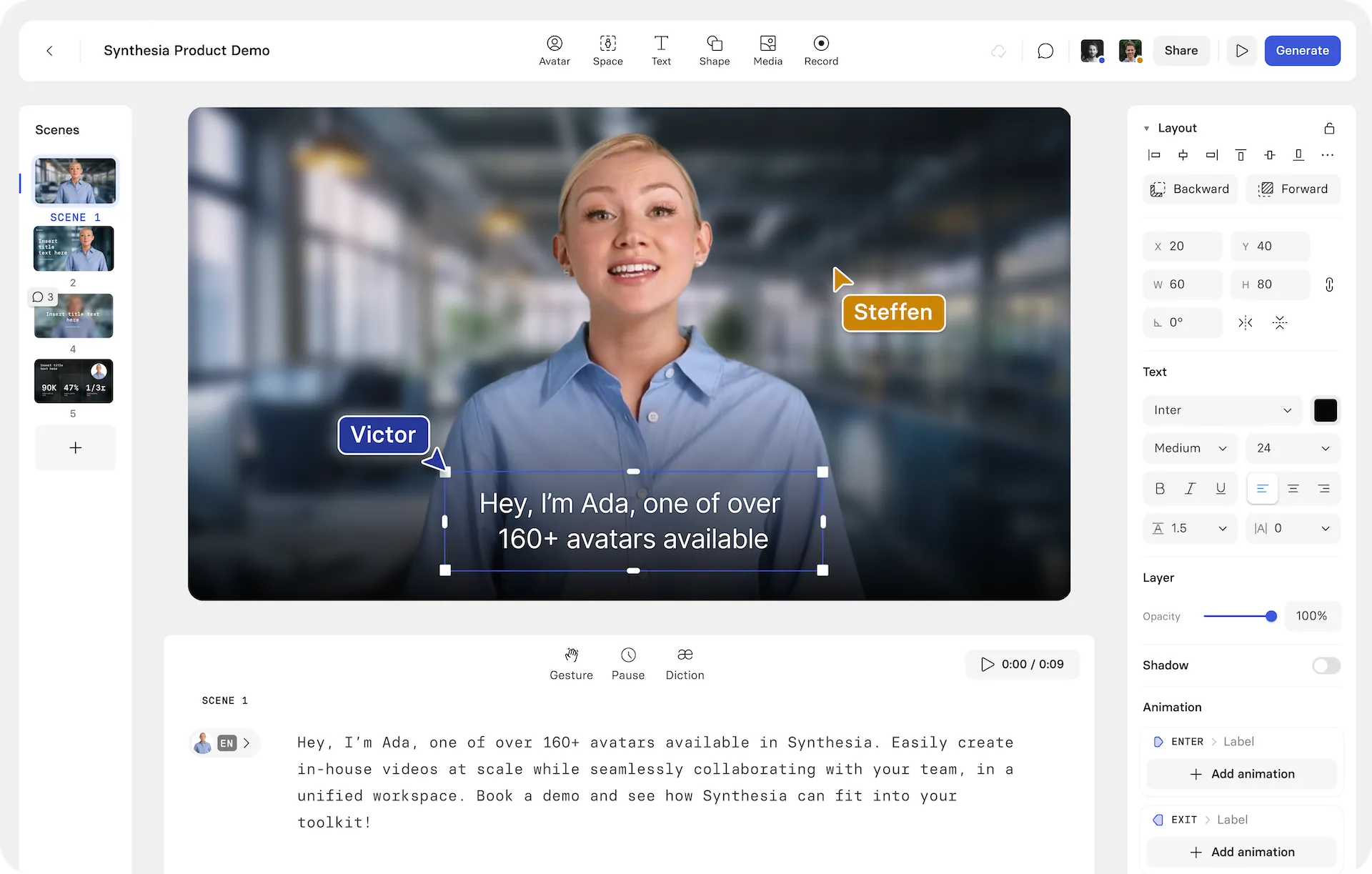 Synthesia’s deep learning algorithms allow for the creation of highly realistic avatars.