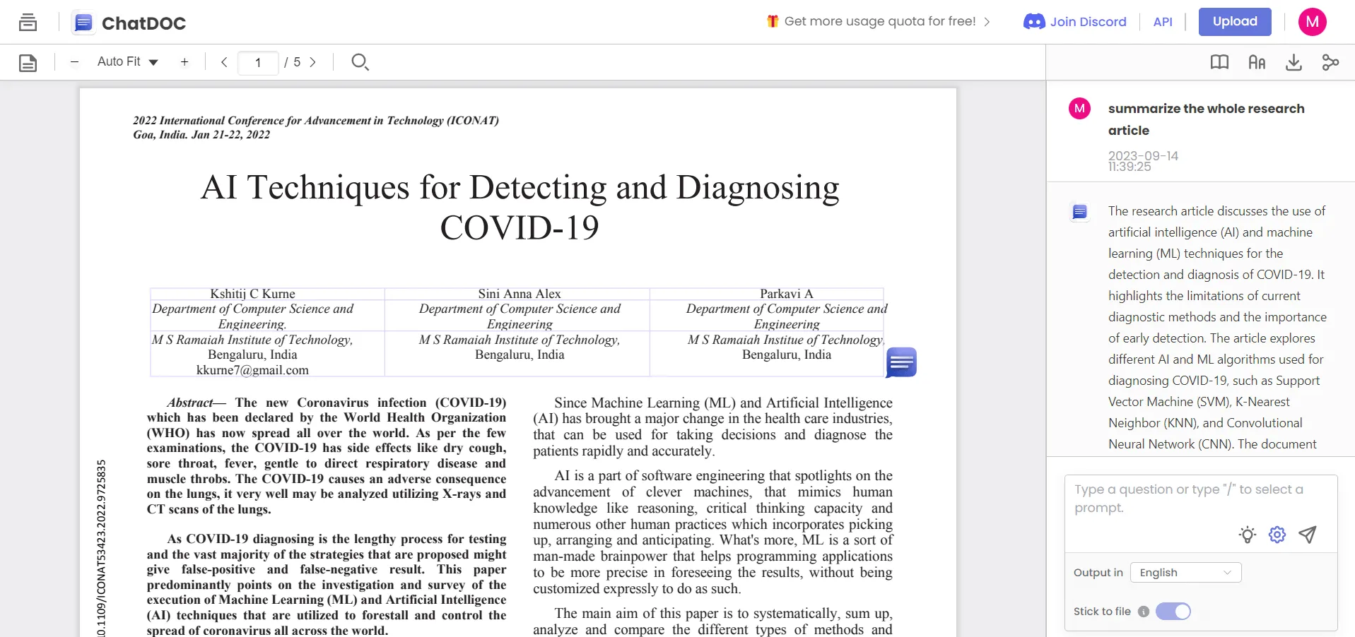 With ChatDOC AI, you can use its chat box to extract, find, and summarize information related to the document.