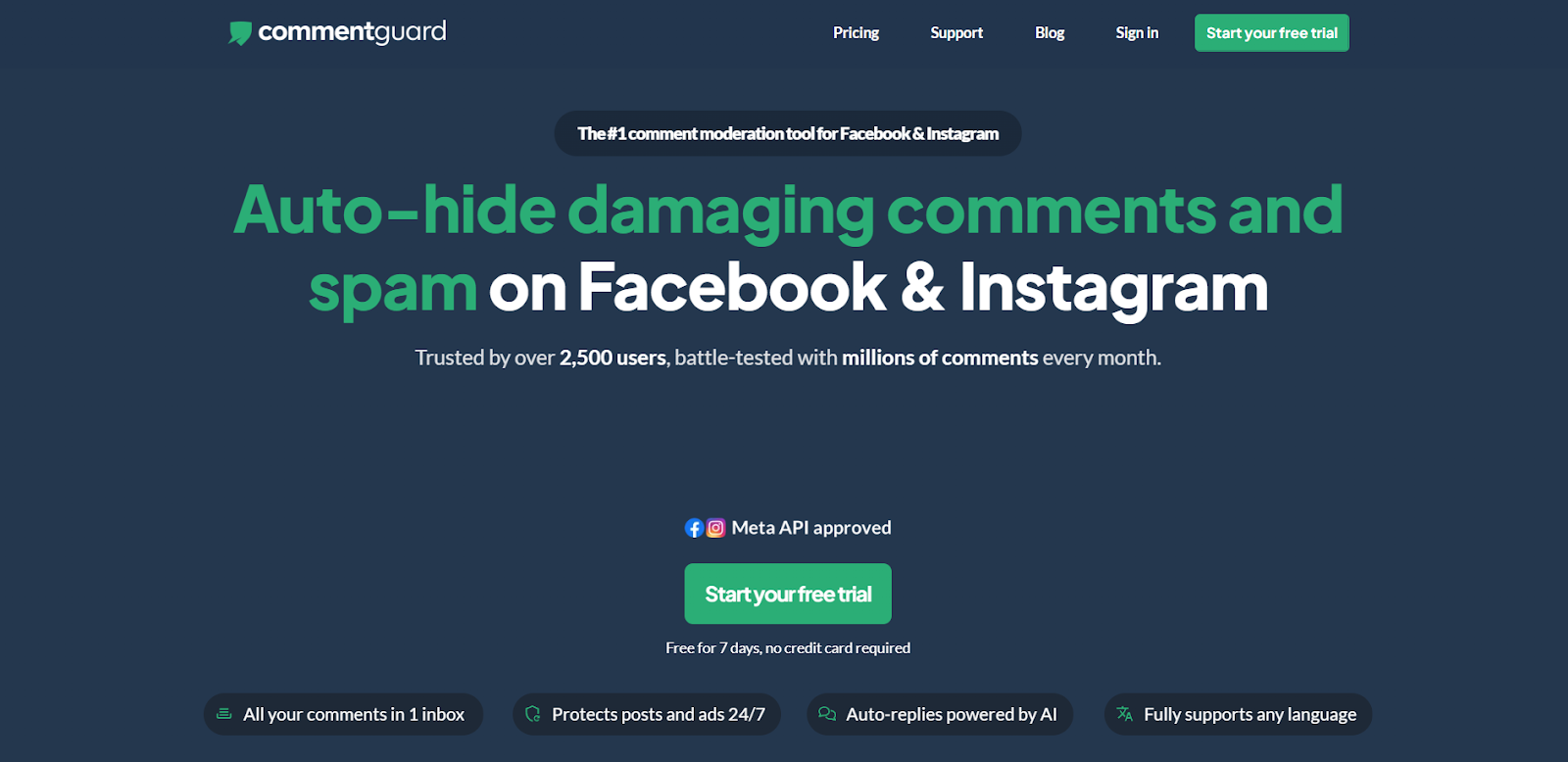 Automate comment moderation and on-brand replies on Facebook and Instagram.