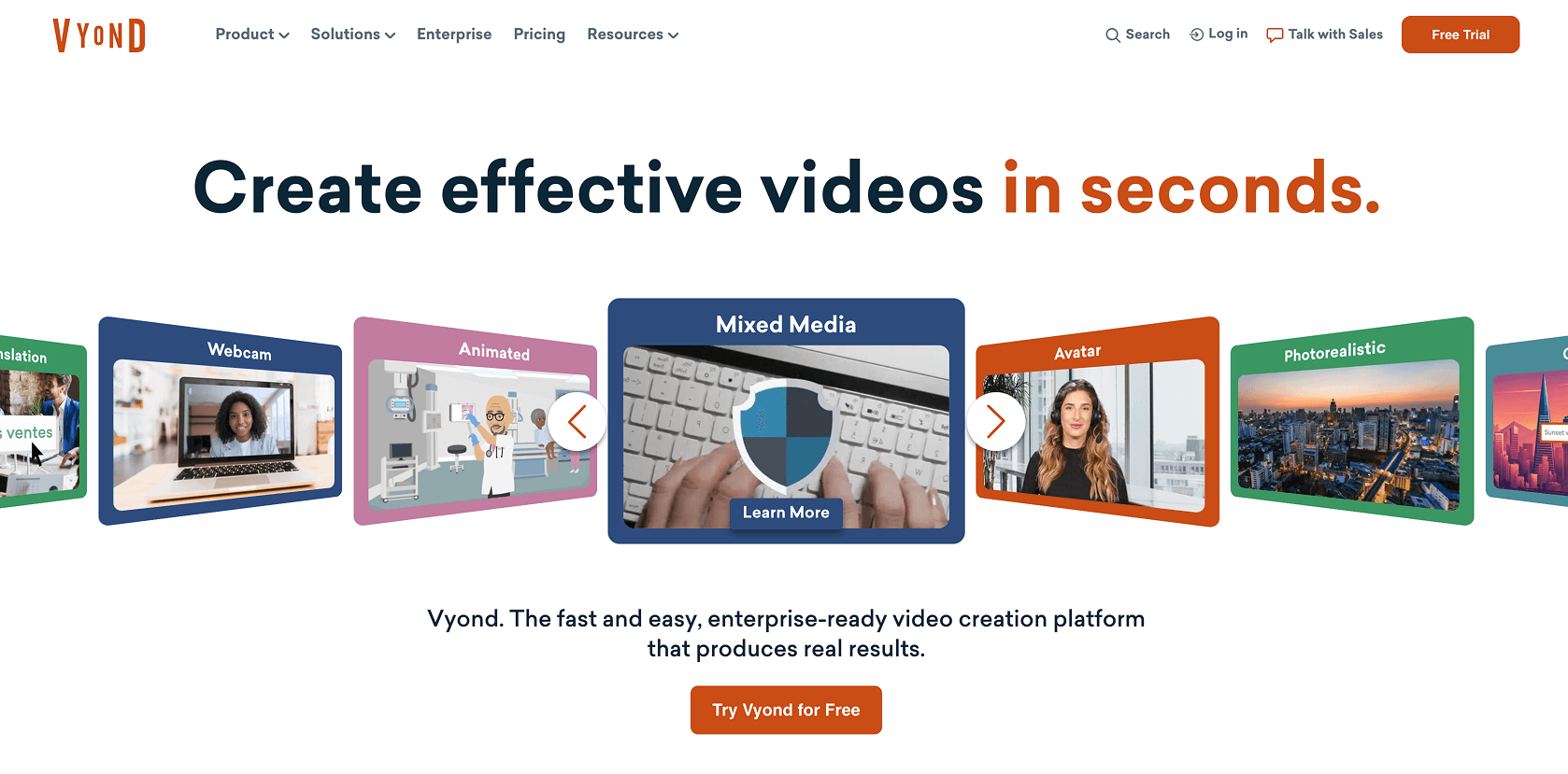 Vyond Go instantly turns your idea, document, or URL into an effective video. It's fast, easy, and perfect for explainers, sales enablement, or training.