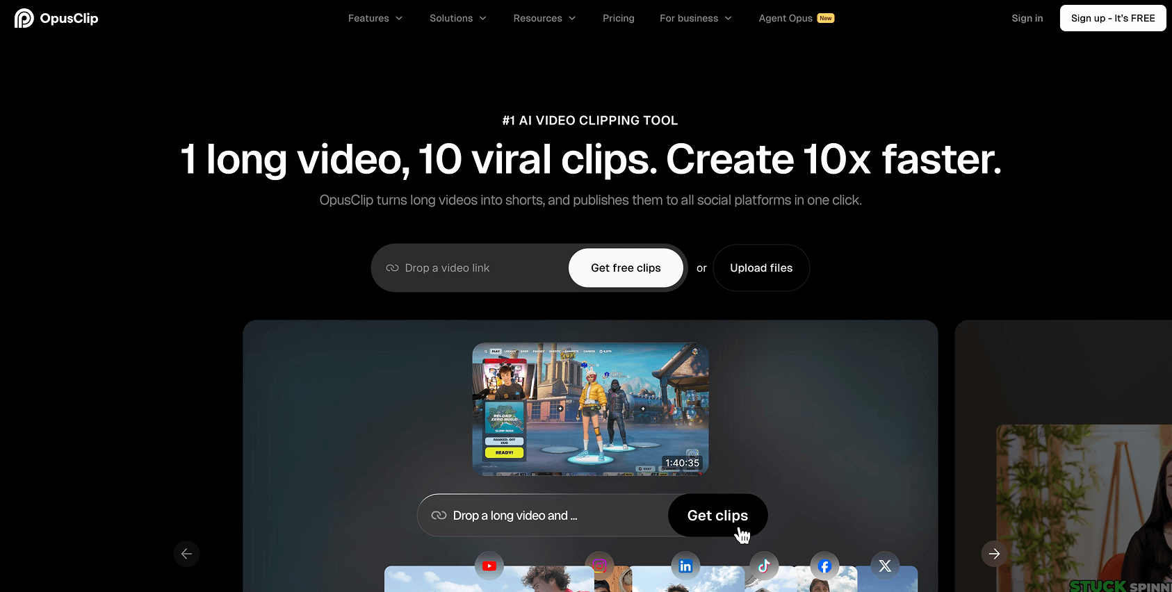 OpusClip turns long videos into high-quality viral clips, and publishes them to all social platforms in one click.