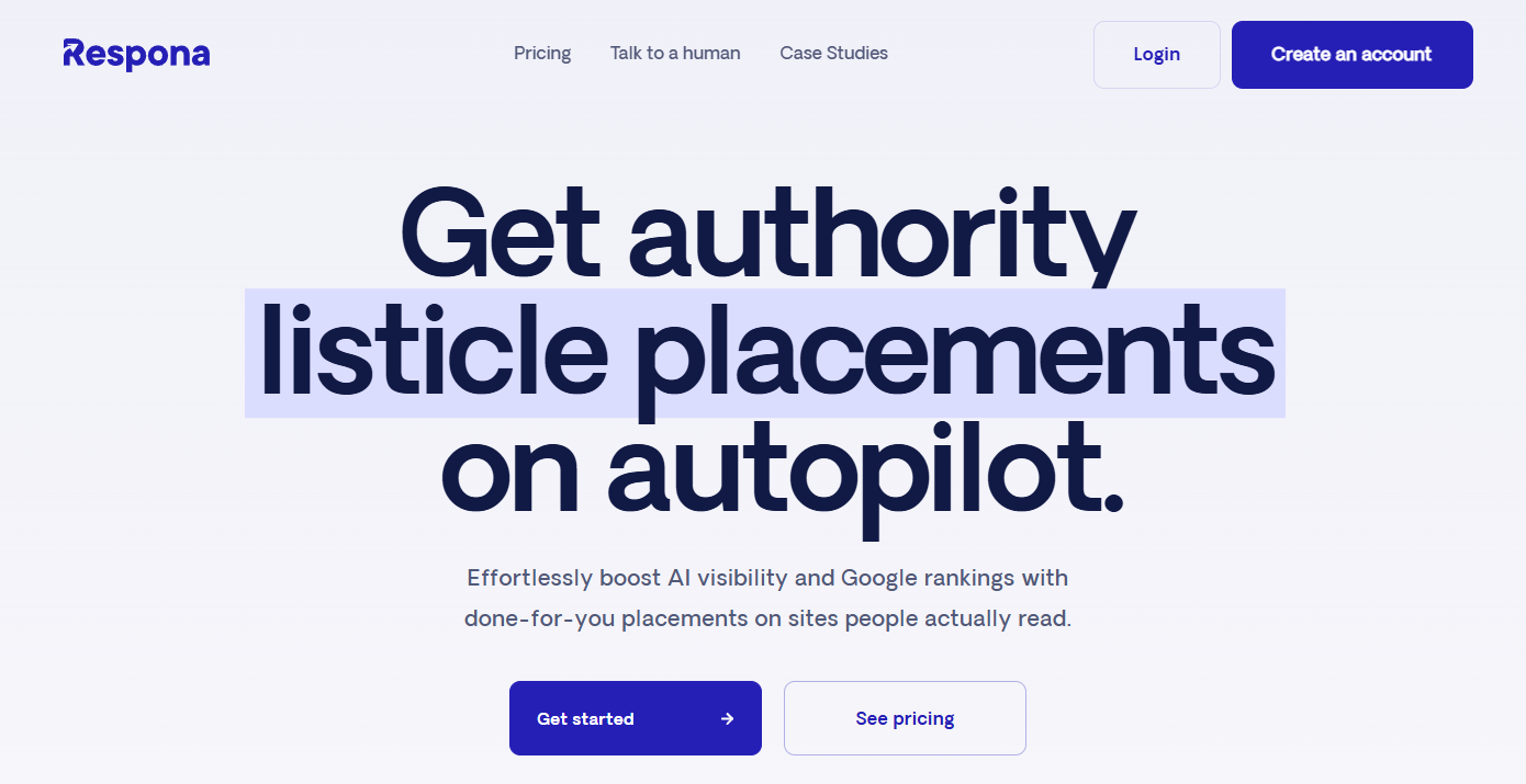 Respona Get authority listicle placements