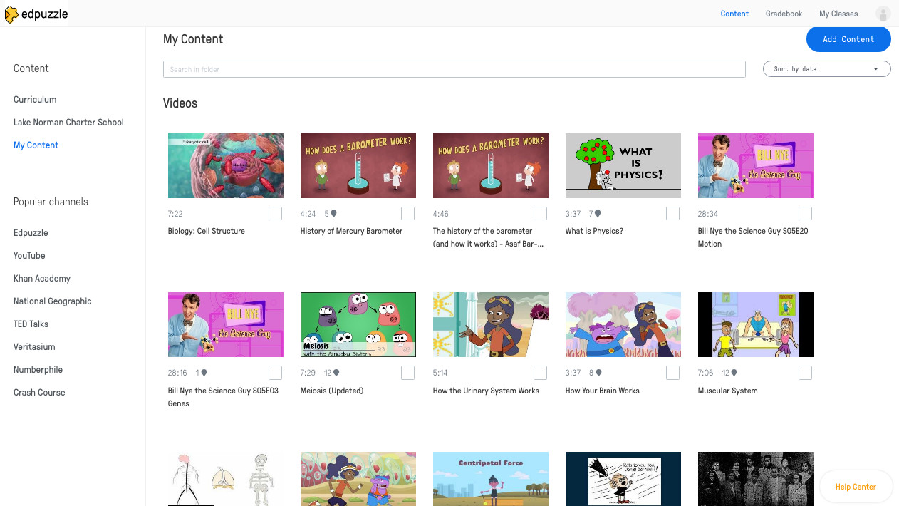 Edpuzzle teacher dashboard showing video assignment with embedded multiple-choice question for student assessment