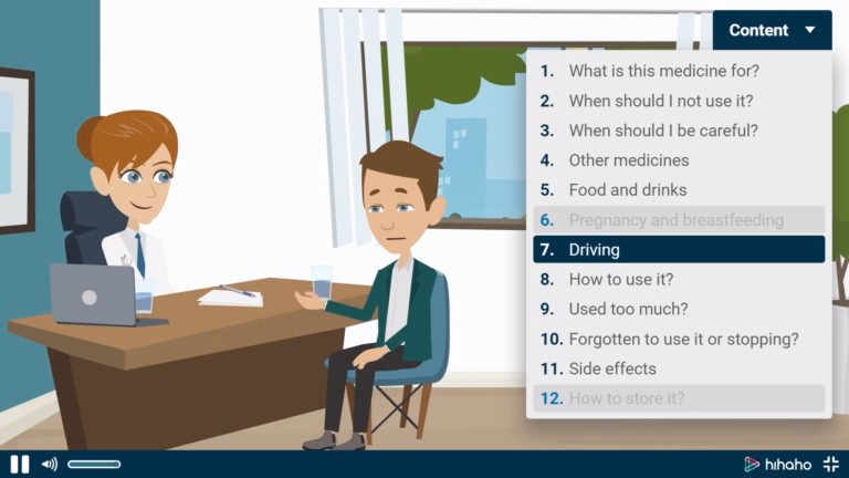 HiHaHo interactive video platform interface showing branching learning paths, quiz interactions, GDPR-compliant learner tracking, and LMS integration capabilities.