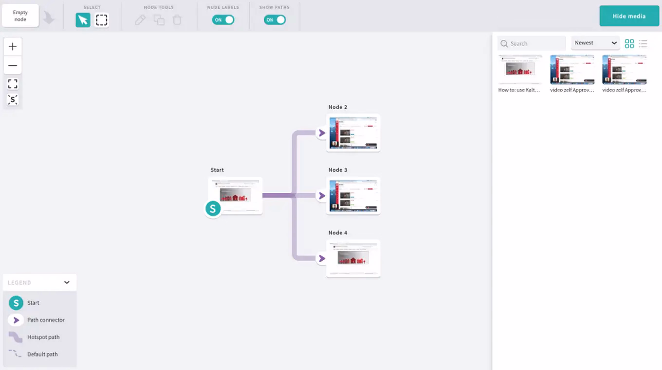 Kaltura enterprise video platform showing centralized media management, interactive video quizzes, LMS integrations, and enterprise-scale learning content delivery.