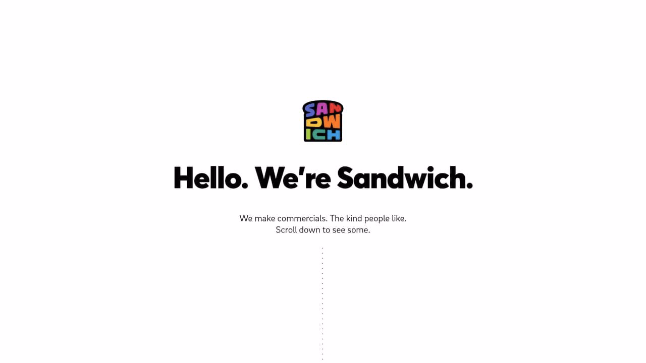 Sandwich Video website featuring technology launch films and commercial video production
