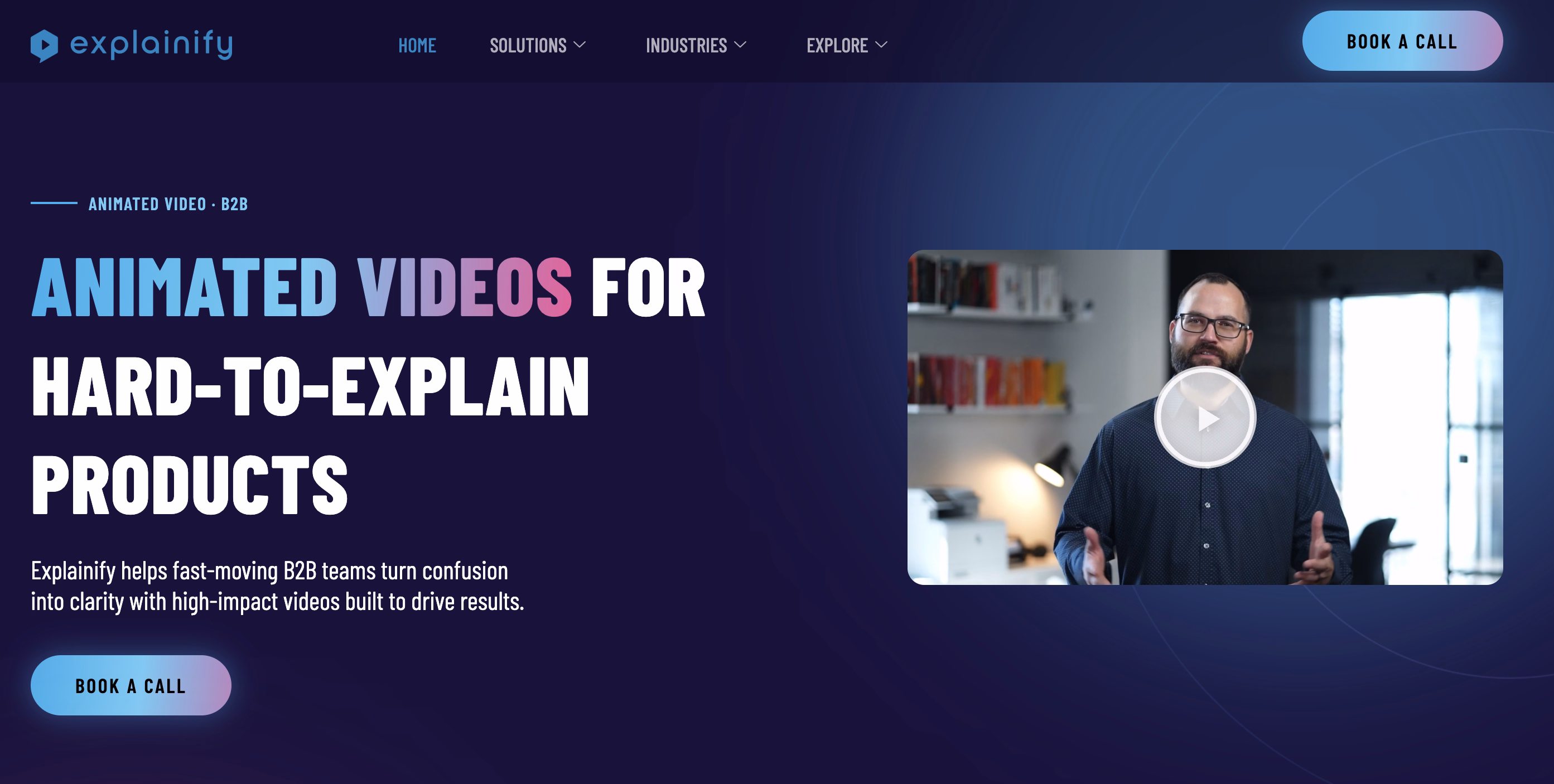 Explainify website showcasing animated explainer video production services