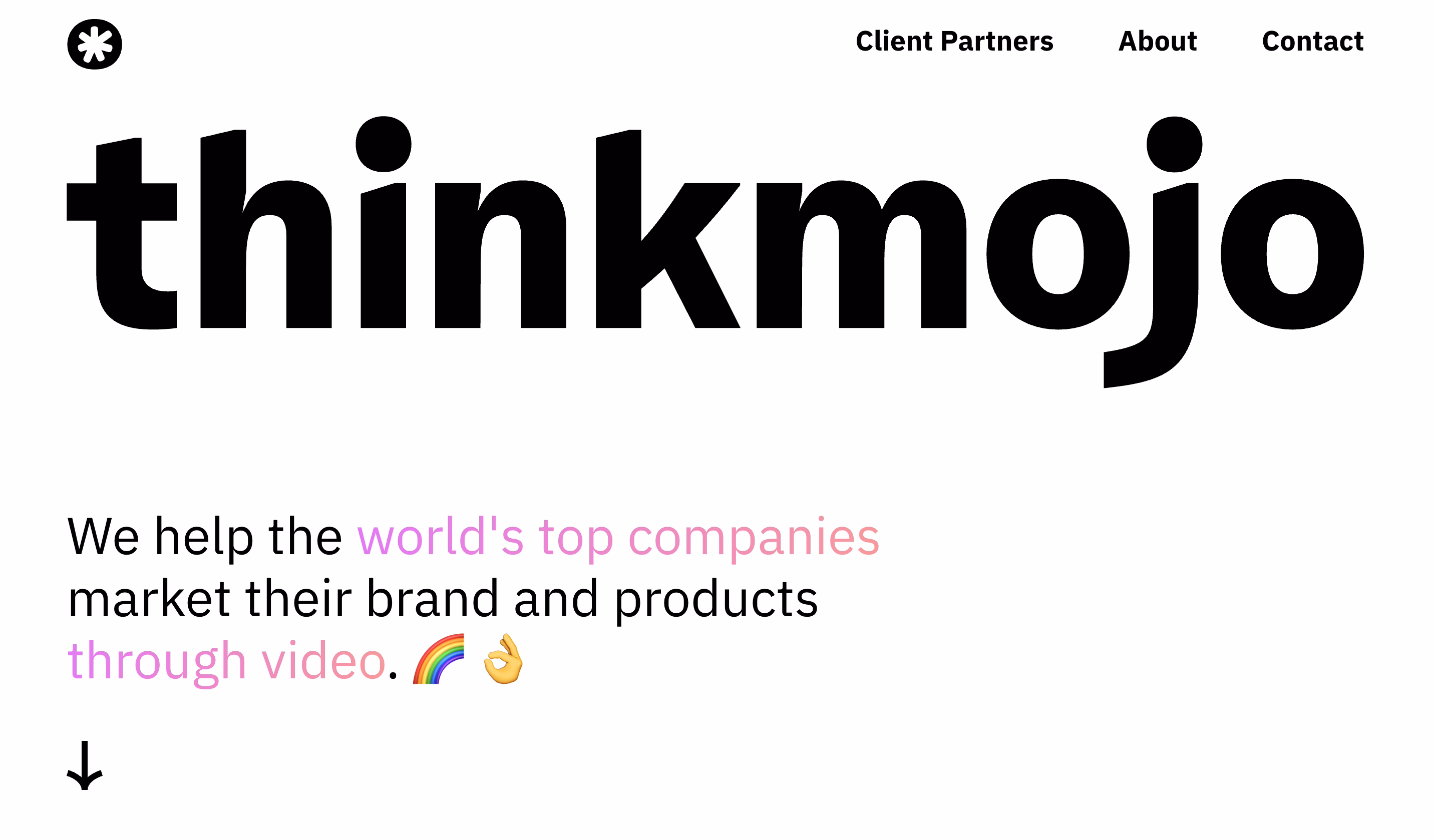 Thinkmojo website showcasing strategic motion and video production services