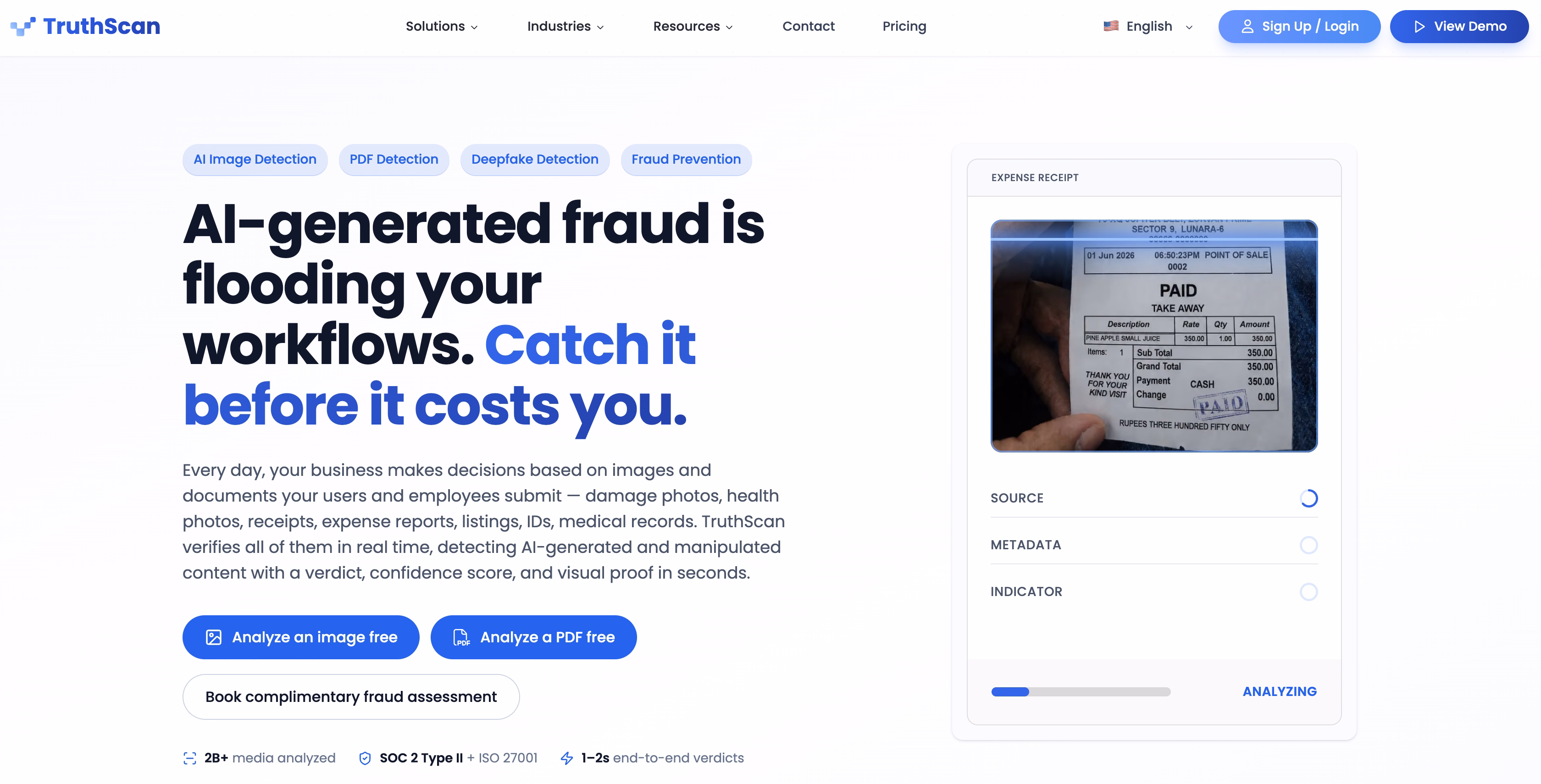 Protecting 250+ million people from AI fraud. TruthScan offers AI detection solutions for Enterprises. Detect AI text, images, voice, deepfakes, and more.