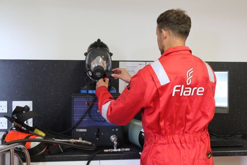 Flare - men working offshore fire safety