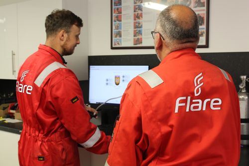 Flare - men working offshore fire safety