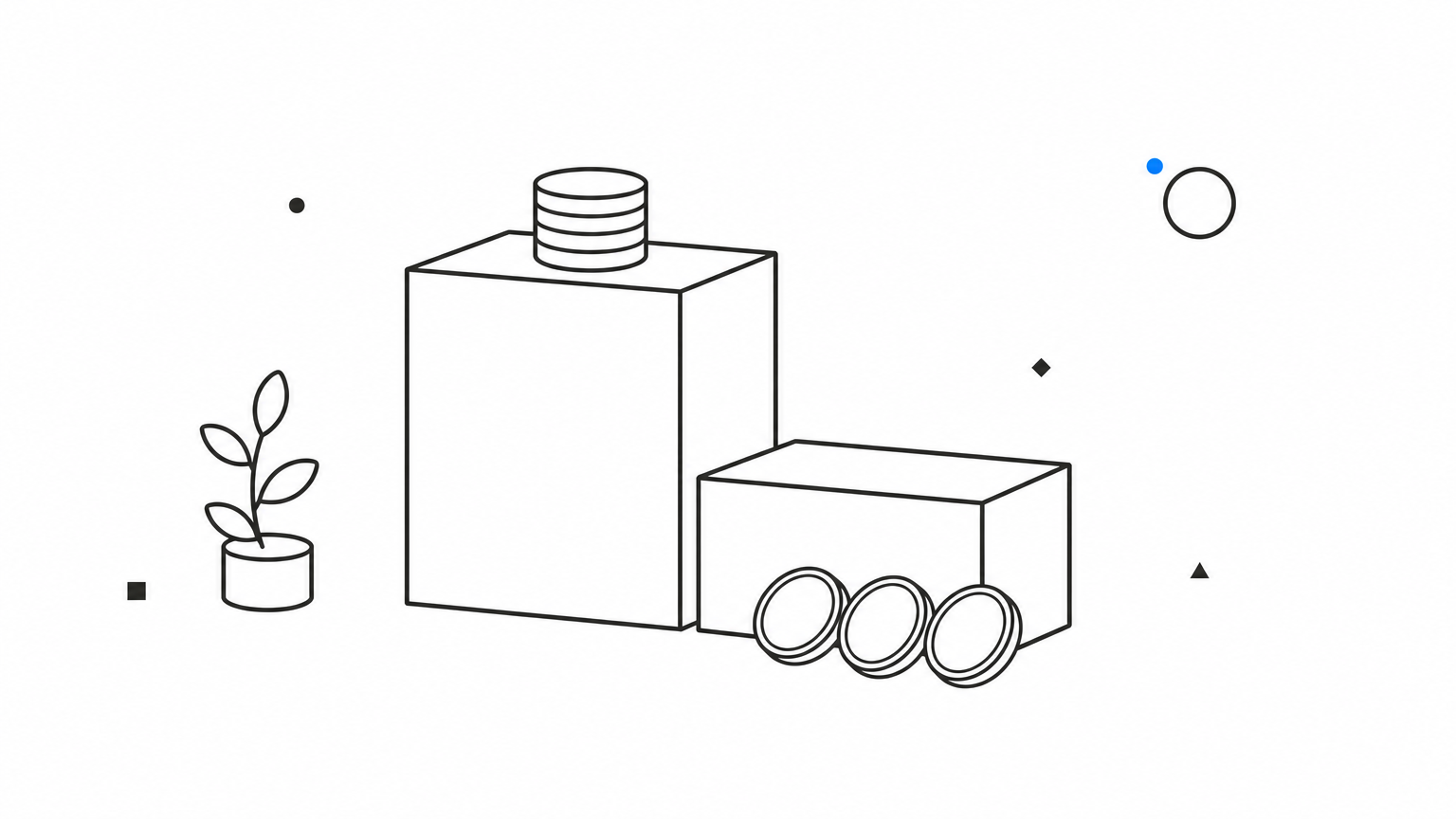 Two podium blocks of different heights, with coins beside the shorter one, illustrating a higher ad position at a lower cost.