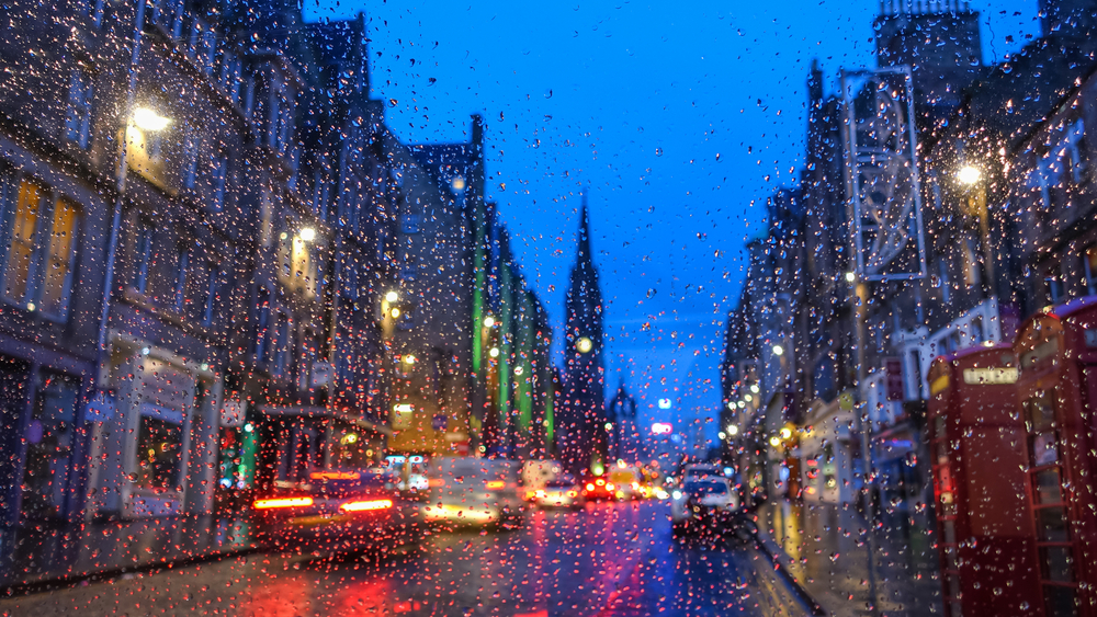 Rainy Edinburgh streets