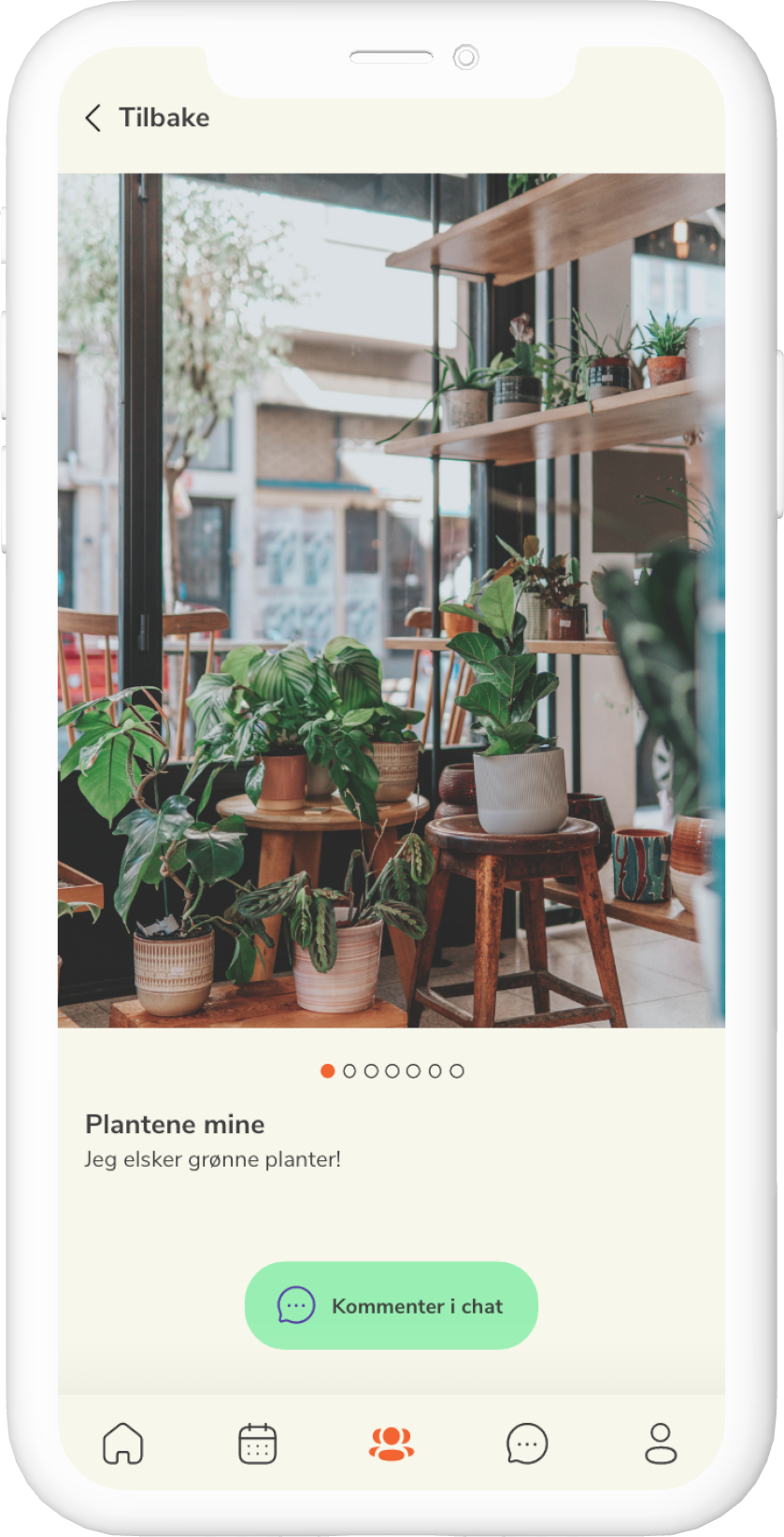 Bilder på profil, viser knapp som sier "send