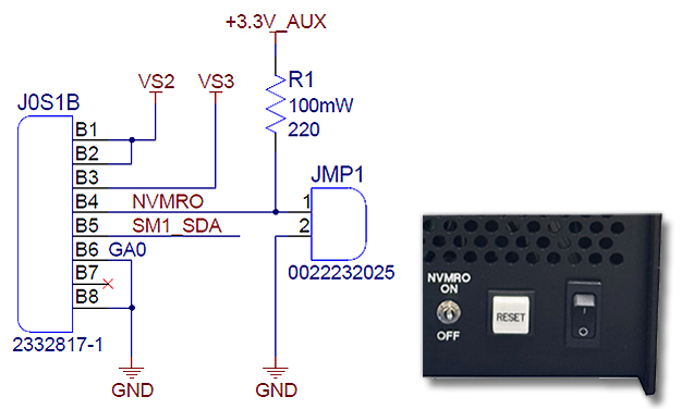 Elma backplanes also have a 2-pin header connector with NVMRO on one pin and a digital ground on the other.