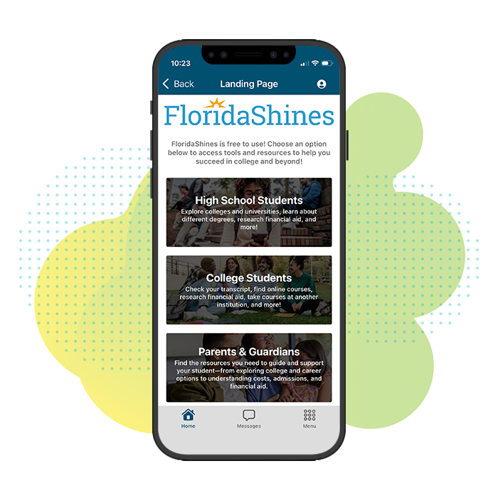 FloridaShines app persona selection screen