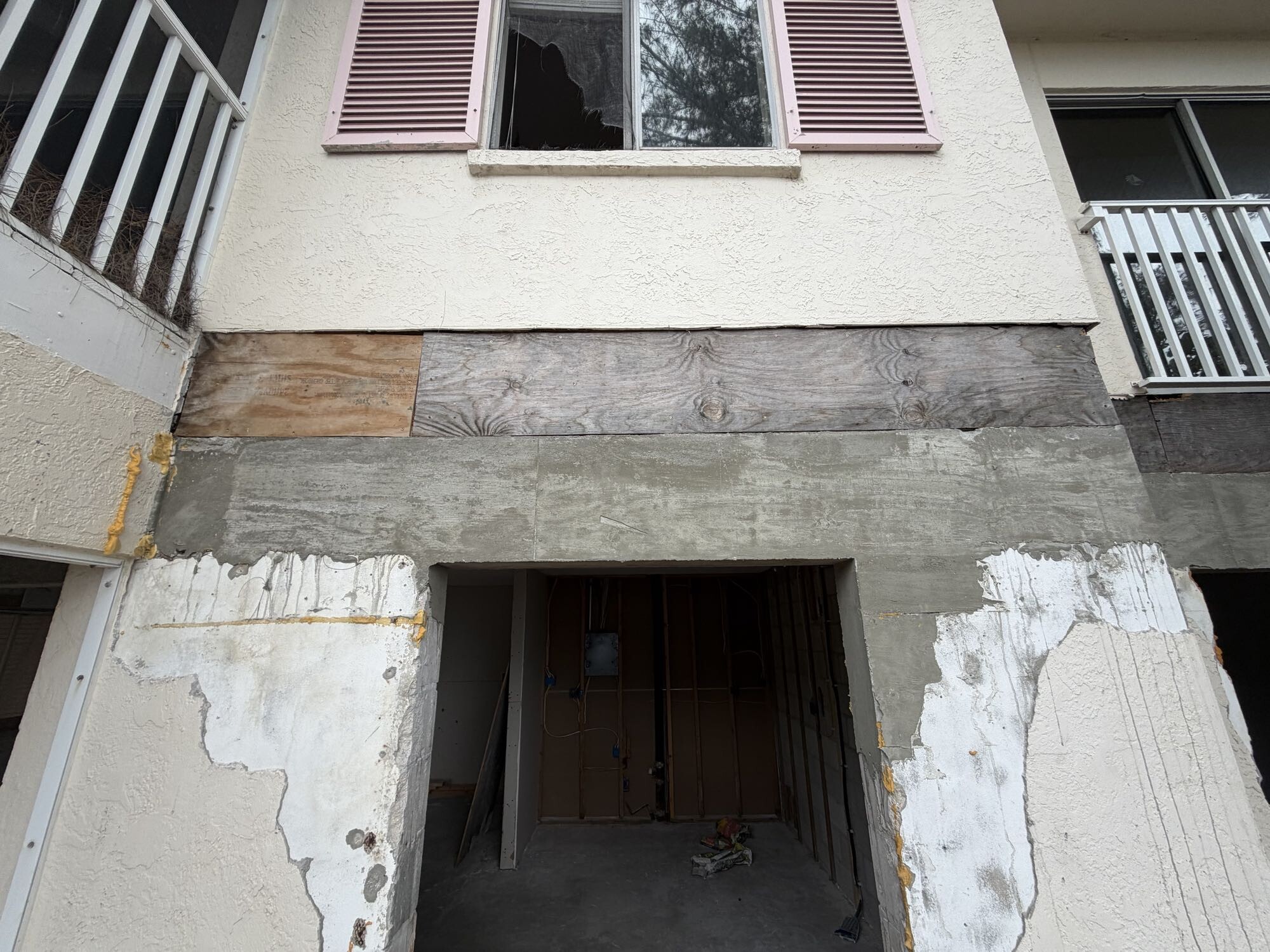 Hurricane damage, broken oven and sand
