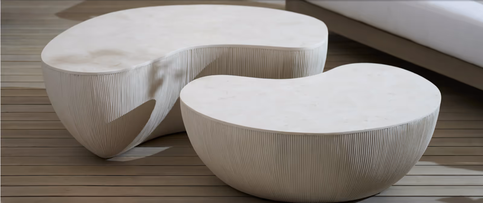 curvy concrete coffee table