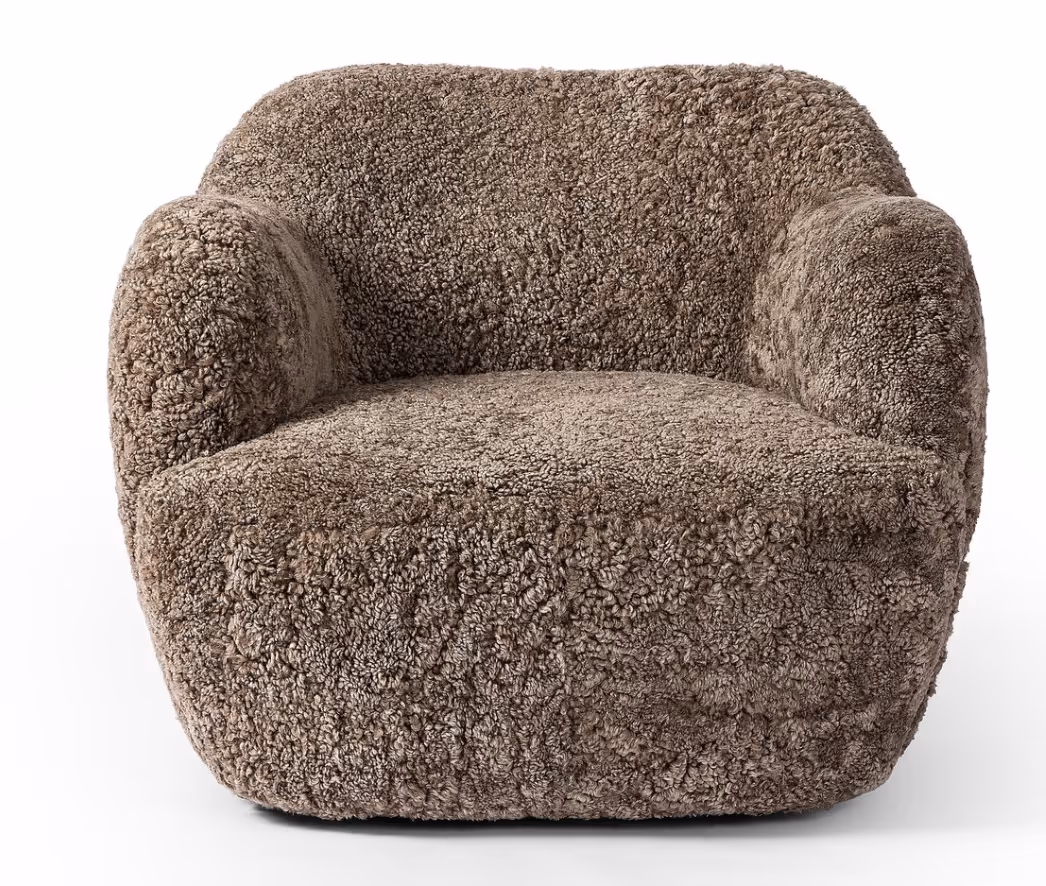 brown cozy faux fur swivel chair