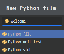 New Python File Name window