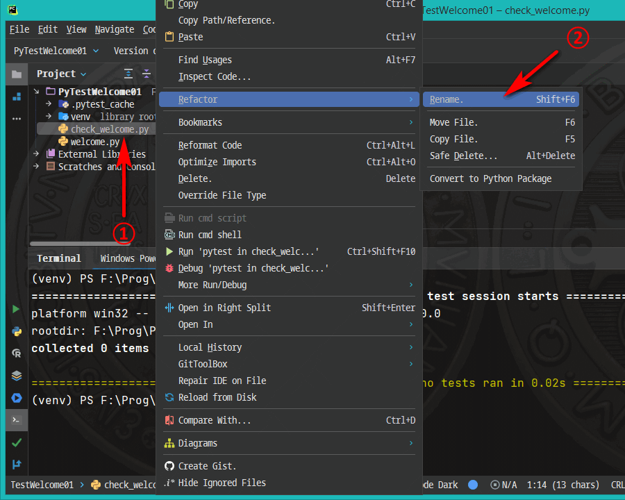 PyCharm - refactor file name