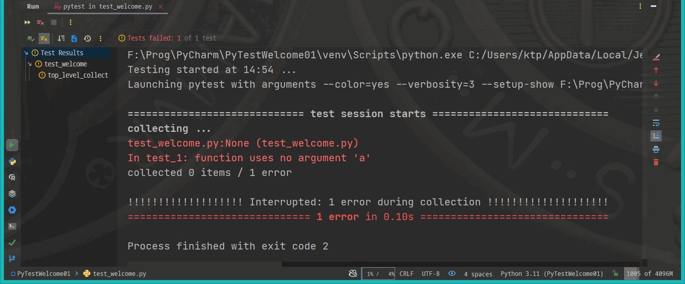 Pytest – An error occurs when the test function parameter name pointed in the decorator does not match the actual one