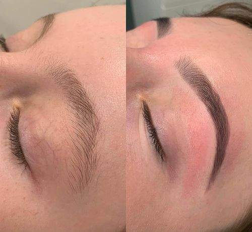 Brow shape and tint before and after image