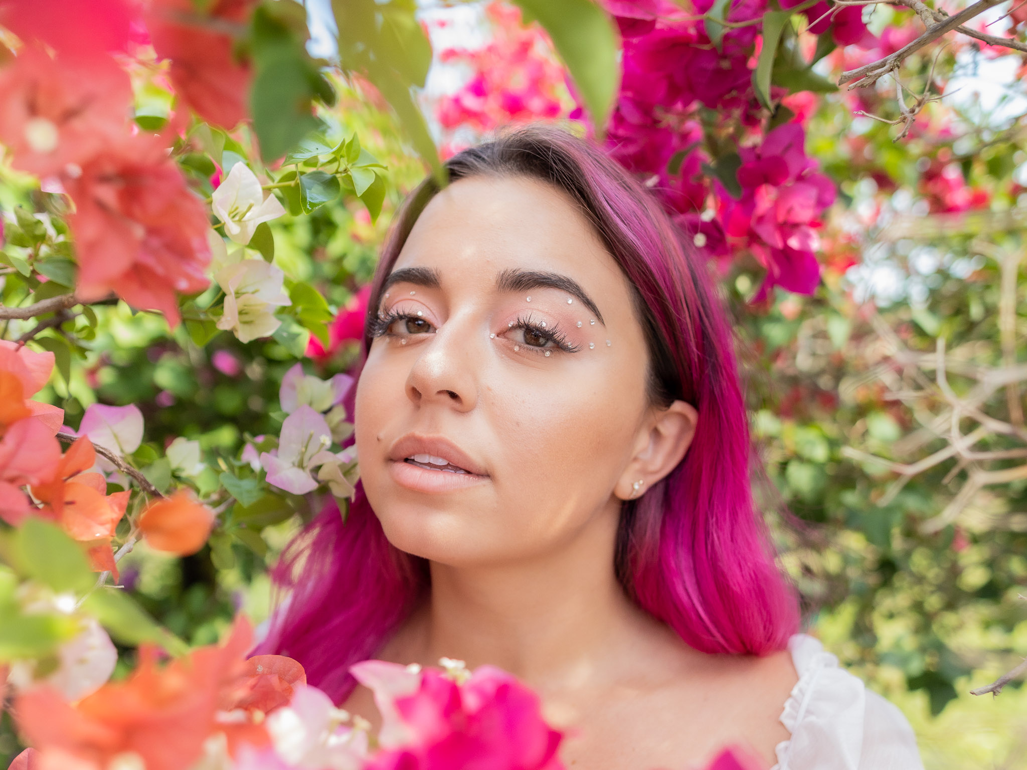 Girl Content Creator with pink hair Headshot Photography