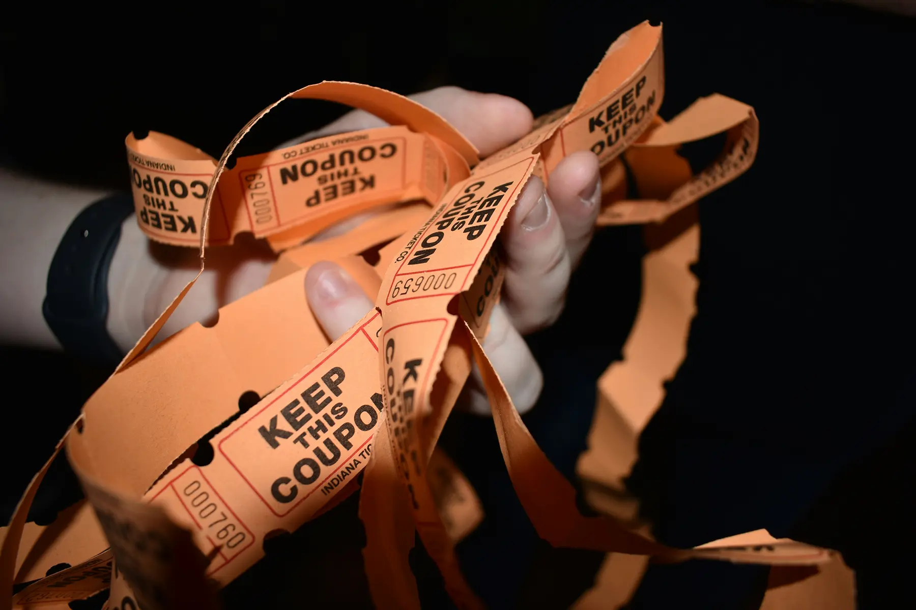 Band fundraiser idea with 50/50 raffle tickets spread out.