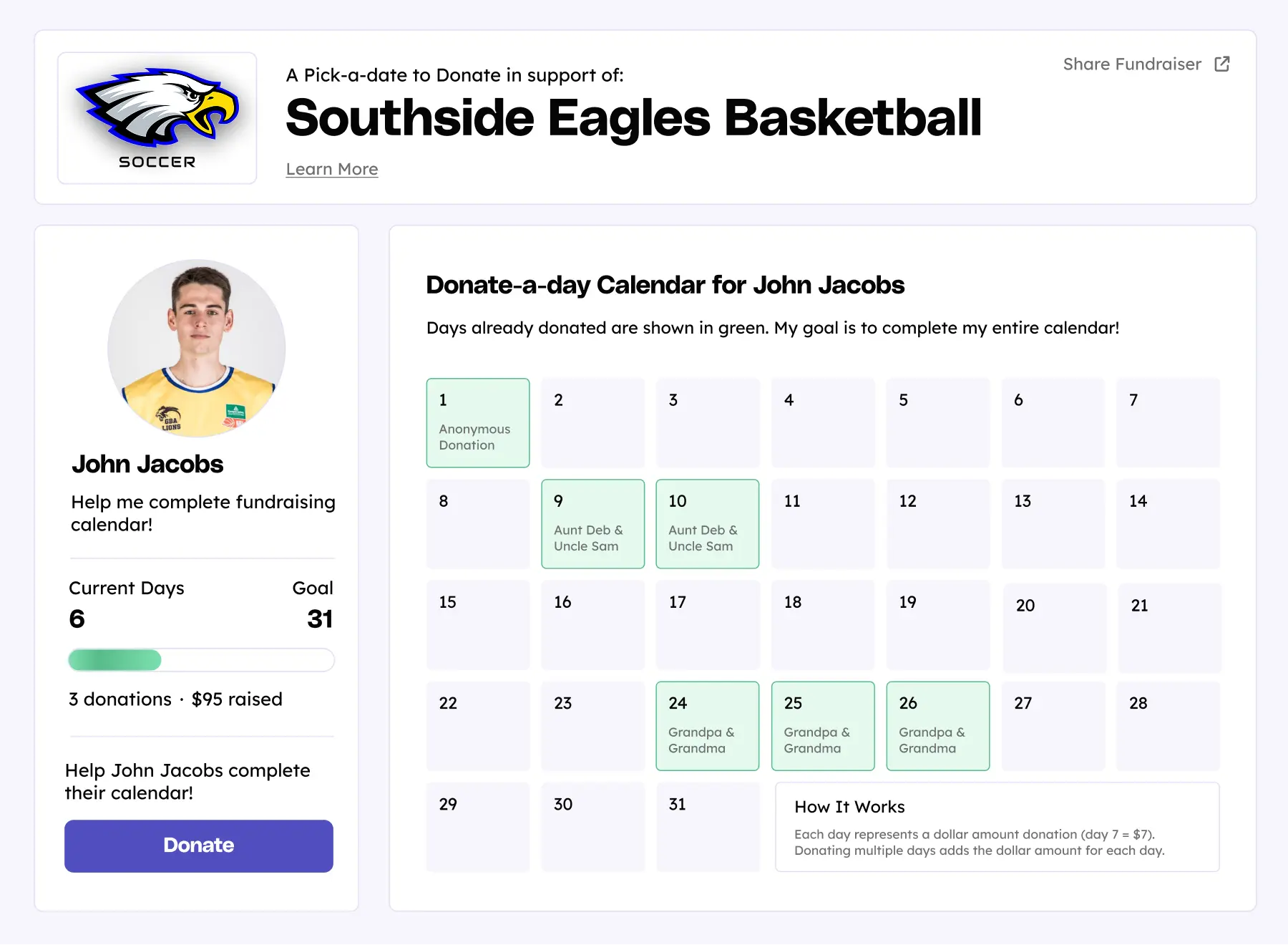 Run a teamfi calendar fundraiser for your basketball team and raise money without a hassle.