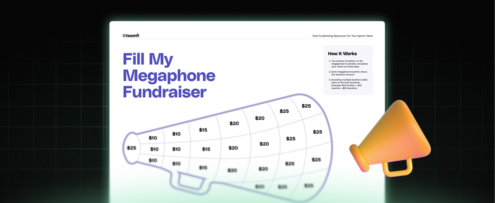 Fill My Megaphone Fundraiser Template – Get Started Today – Teamfi Blog: sports fundraising content, guides, freebies, and case studies.