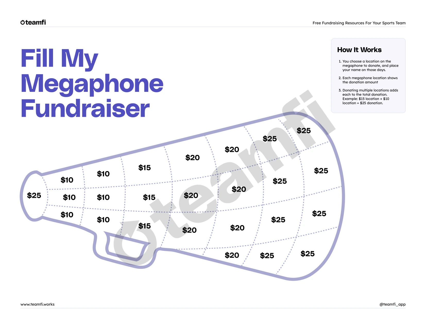 Free "Fill My Megaphone" downloadable template for Cheerleading Teams.