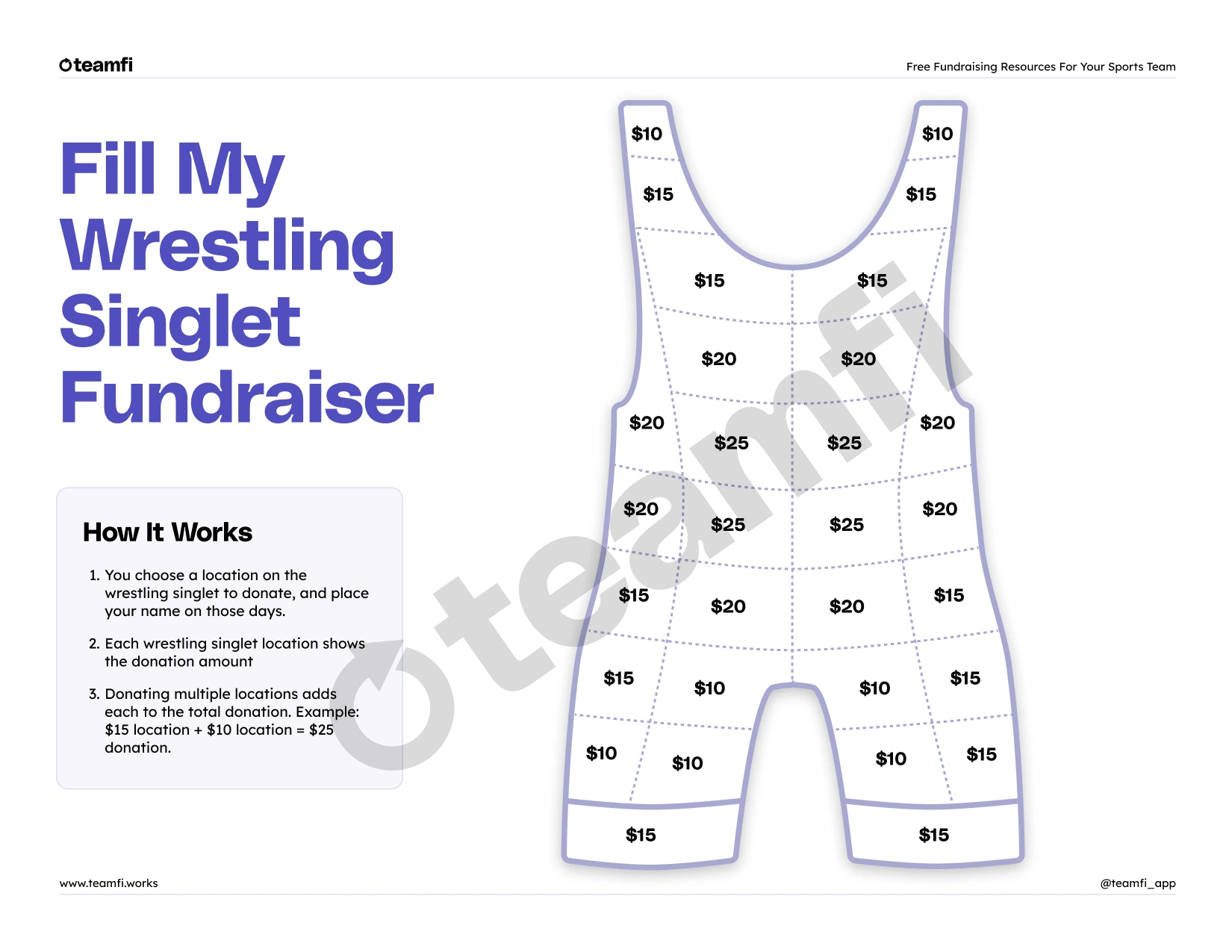 The Wrestling "Fill My Singlet" fundraiser template can raise $490 per participant.