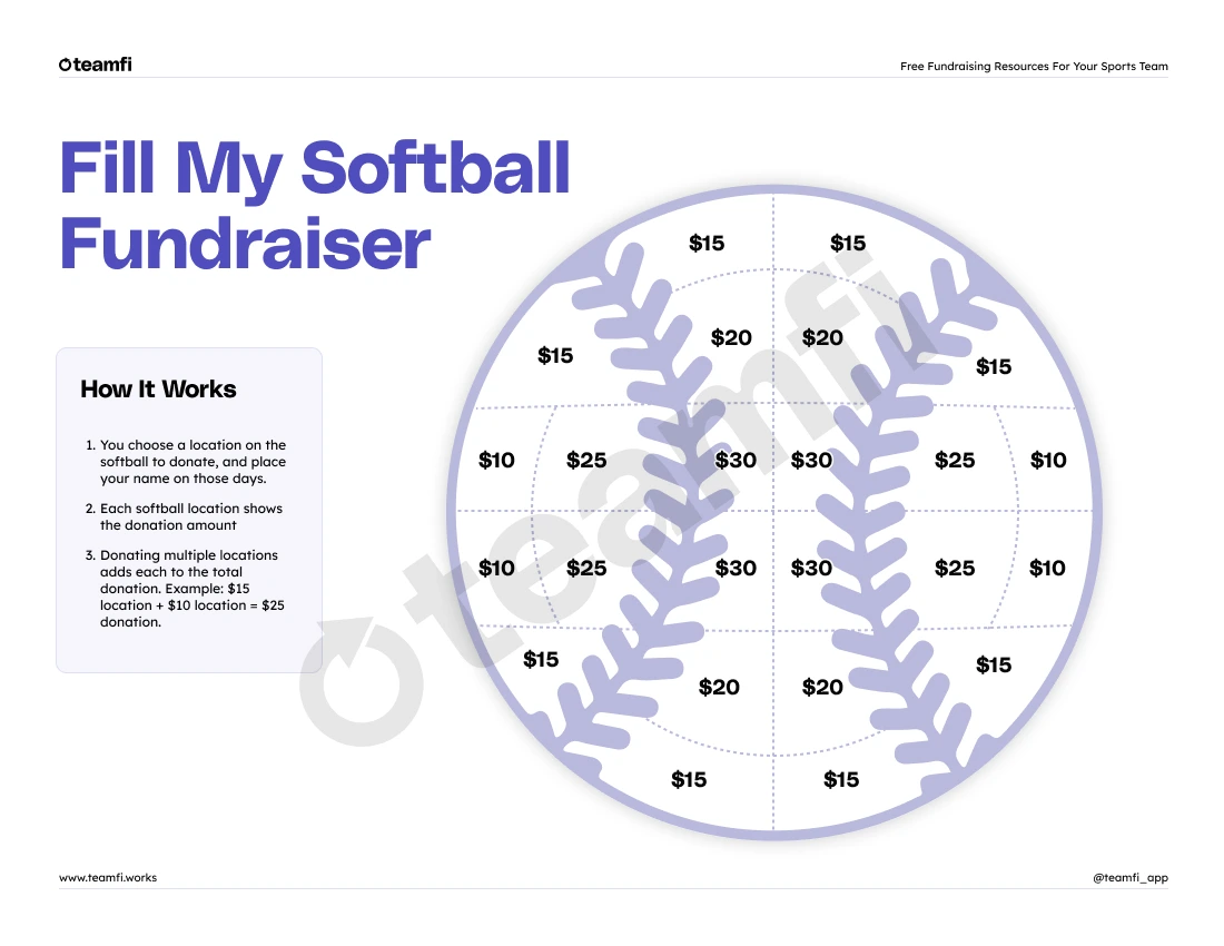 Free, ready to download "Fill My Softball" Fundraiser template.