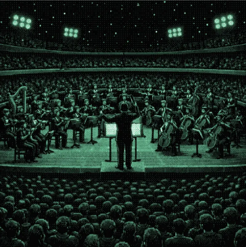 A Music performance in a crowded arena.