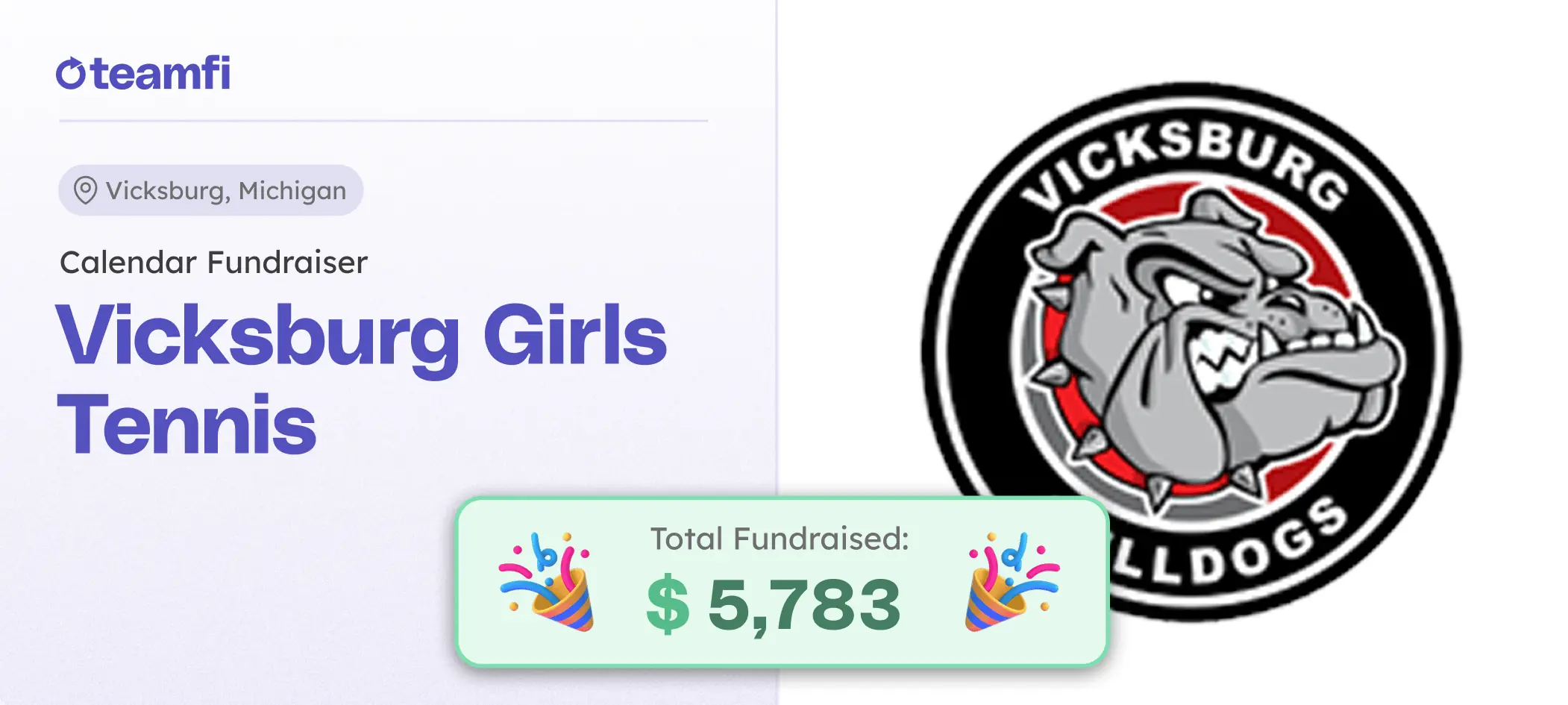 Vicksburg girls's tennis raised an impressive over five thousand dollars with Teamfi's Pick a Date to Donate Calendar Fundraiser.