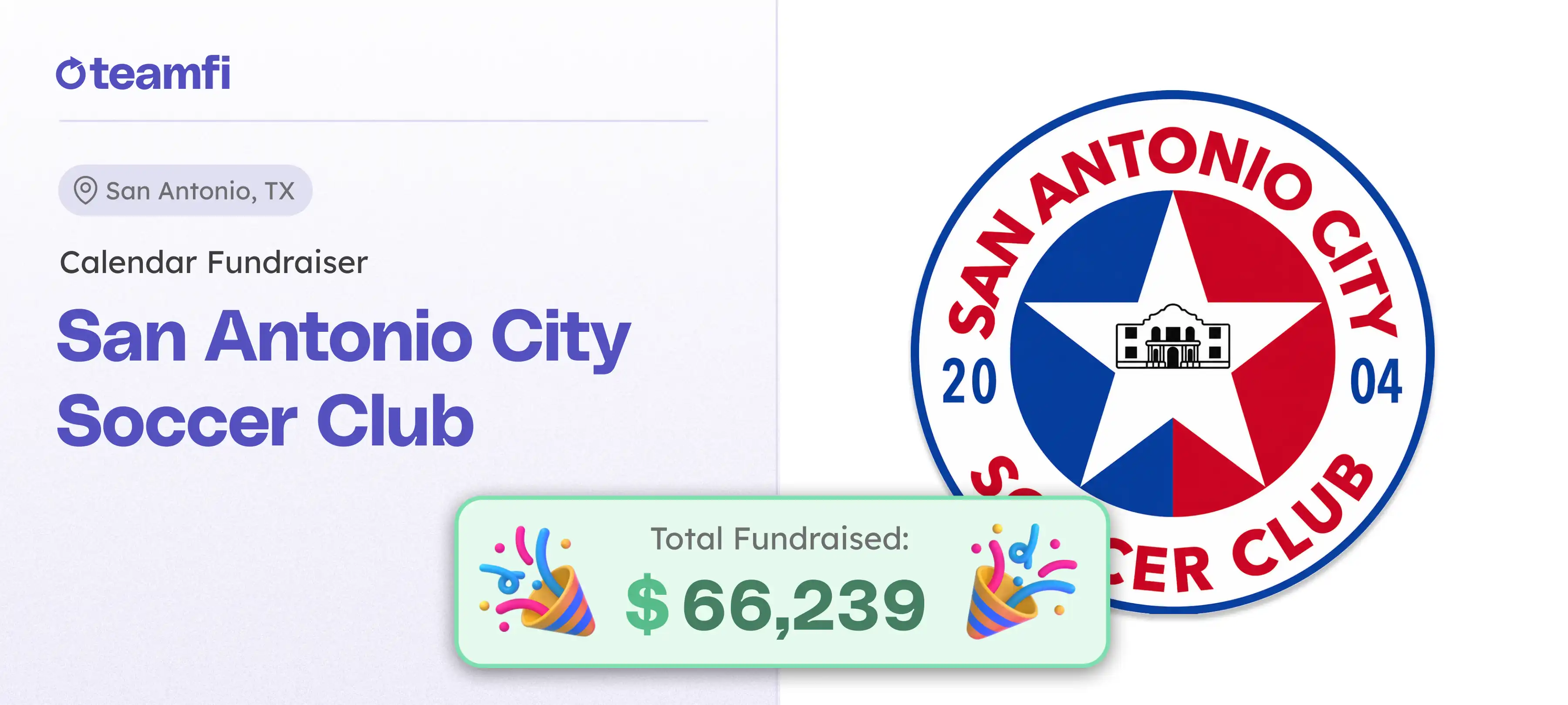 San Antonio City Soccer Club Raised over $66K Using Teamfi's Calendar Product!